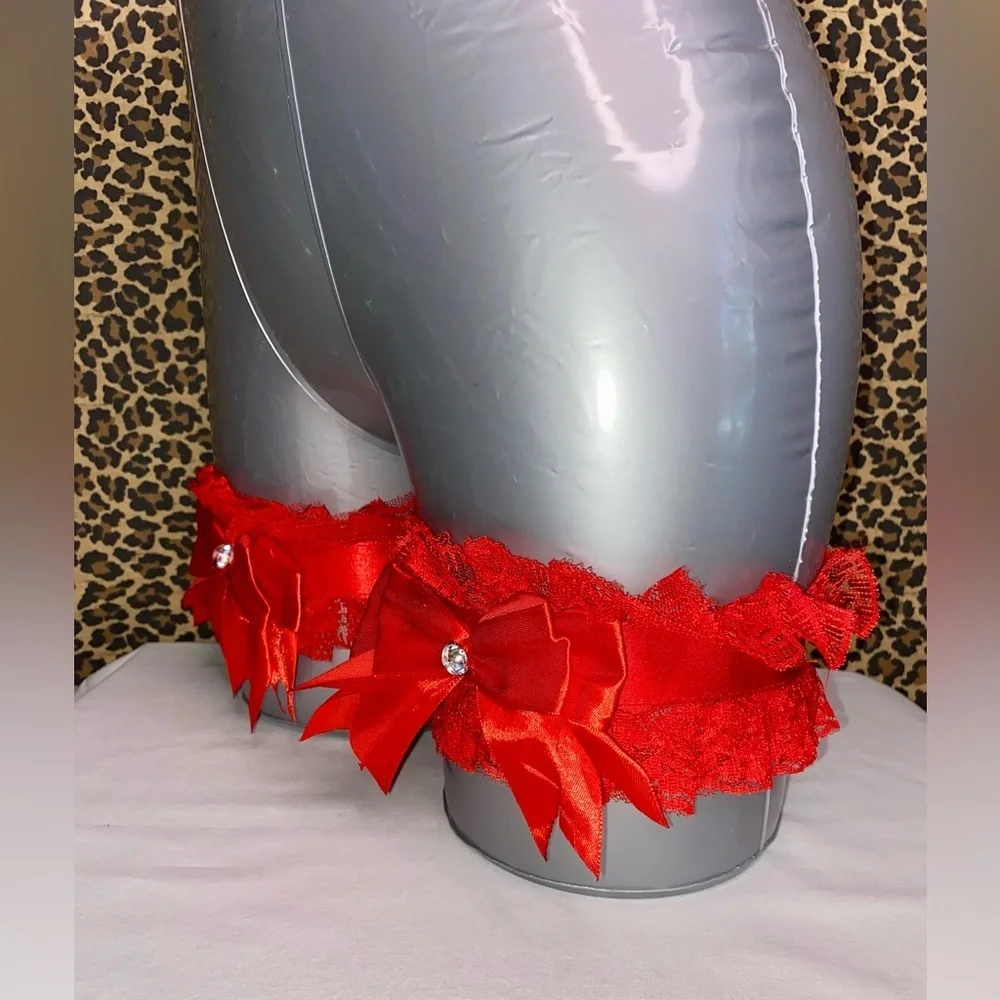 🦋B2G1🦋DAISY CORSETS Kitten Collection Red/Red Lace Garters ( Set of 2 ) | S/M |